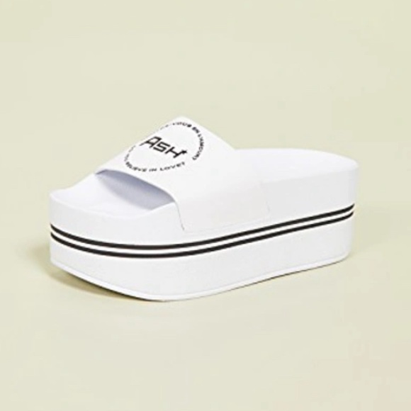 Ash Shoes - ASH Spot Bis Chunky Soled Platform Slides Sandals White/Black Size 38/8 Modesens